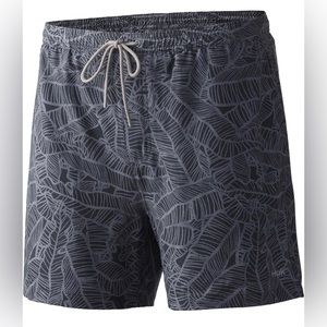 NWT Huk Men's Performance Fishing Shorts- Linear Leaf Volcanic Ash Lined Volley